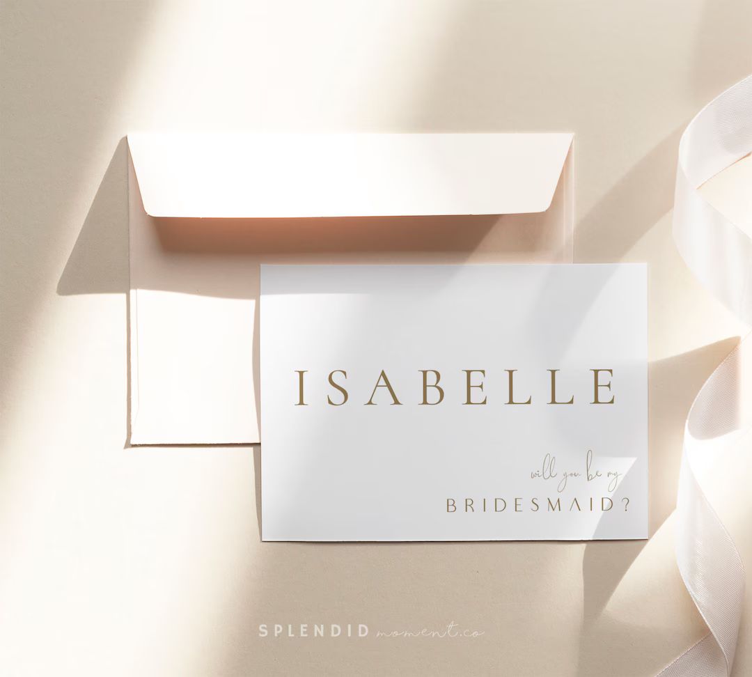 Minimal Bridesmaid Proposal Card Template, Printable Modern Will You Be My Bridesmaid, Elegant Go... | Etsy (US)