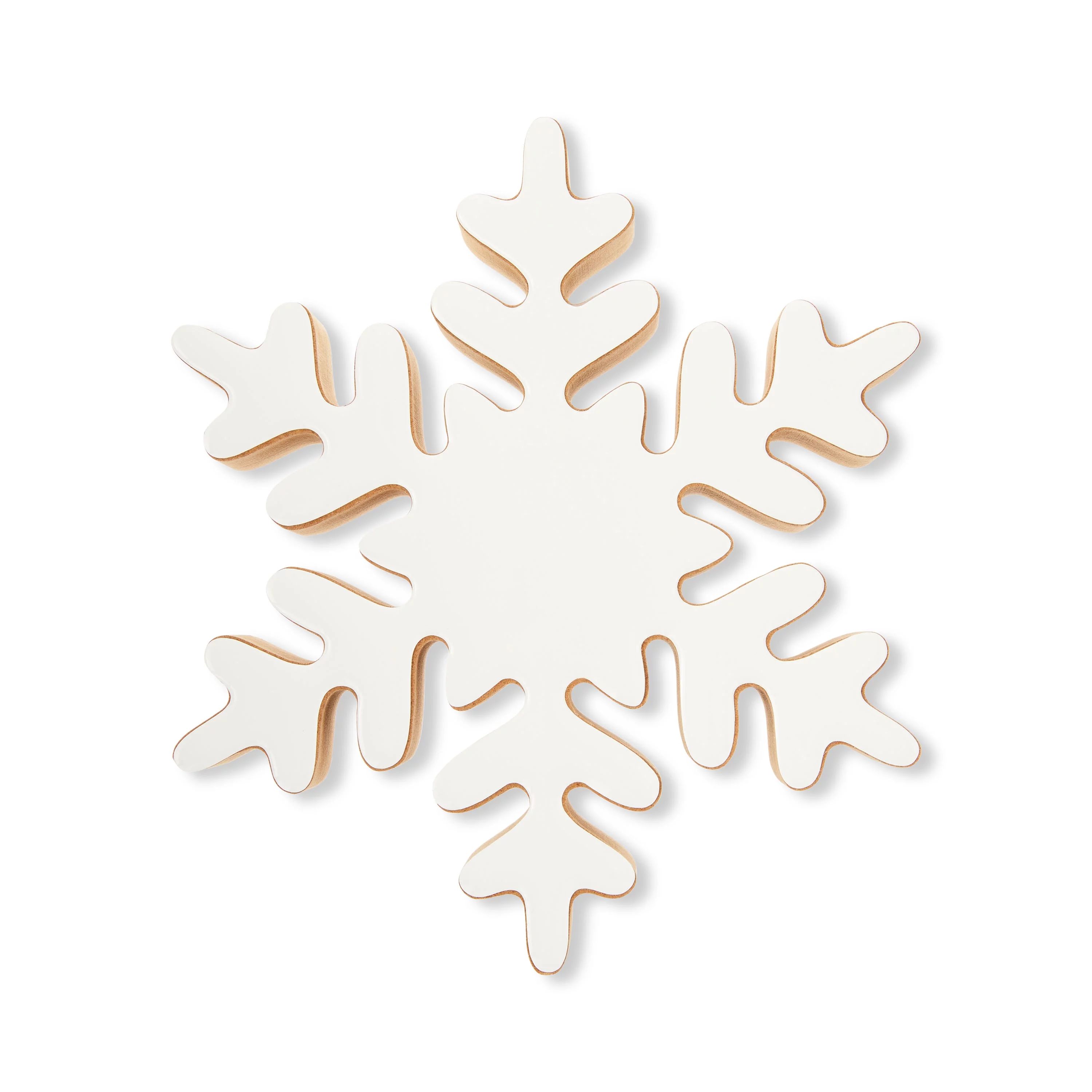 8 in x 7 in Large Wood Snowflake Christmas Decoration, White, by Holiday Time | Walmart (US)