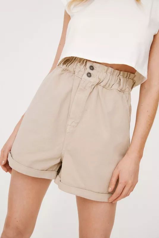 Paperbag Waist Relaxed Turn Up Hem Shorts | Nasty Gal (US)