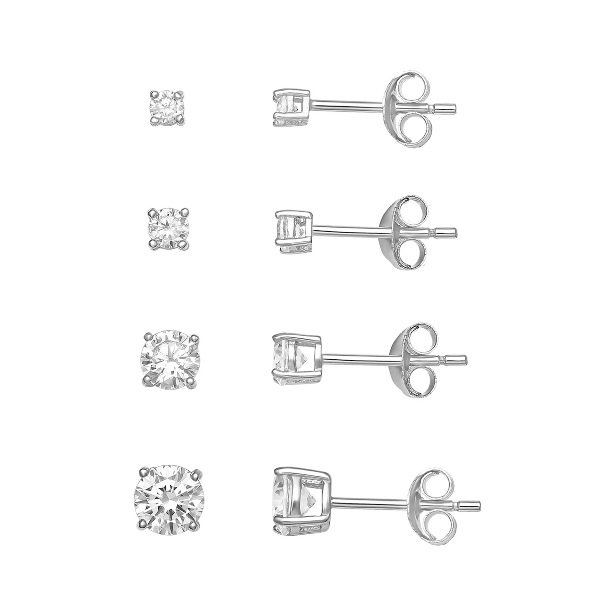 PRIMROSE Sterling Silver Cubic Zirconia Stud Earrings Quartet Set | Kohl's