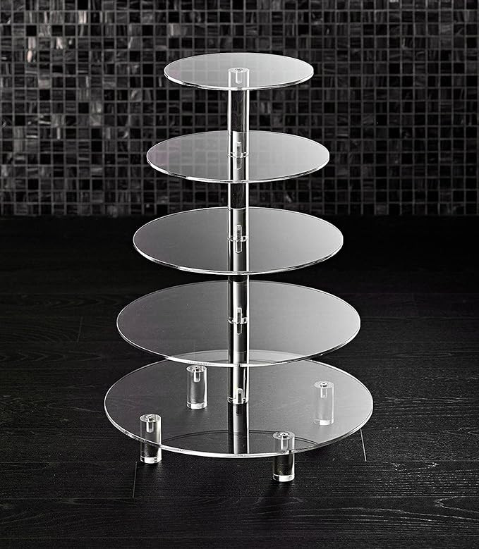 5 Tier Acrylic Cupcake Stand, Extra Thick 5mm Base, Large Cupcake Tower, Multi Tiered Cake Stand ... | Amazon (US)