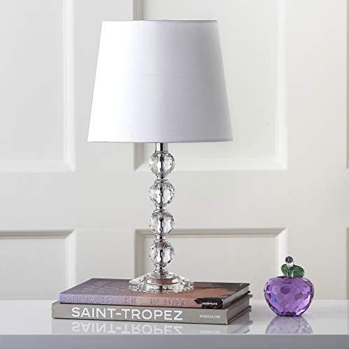 SAFAVIEH Lighting Collection Nola Modern Glam Stacked Crystal Ball/ Light Grey Shade 16-inch Bedroom | Amazon (US)