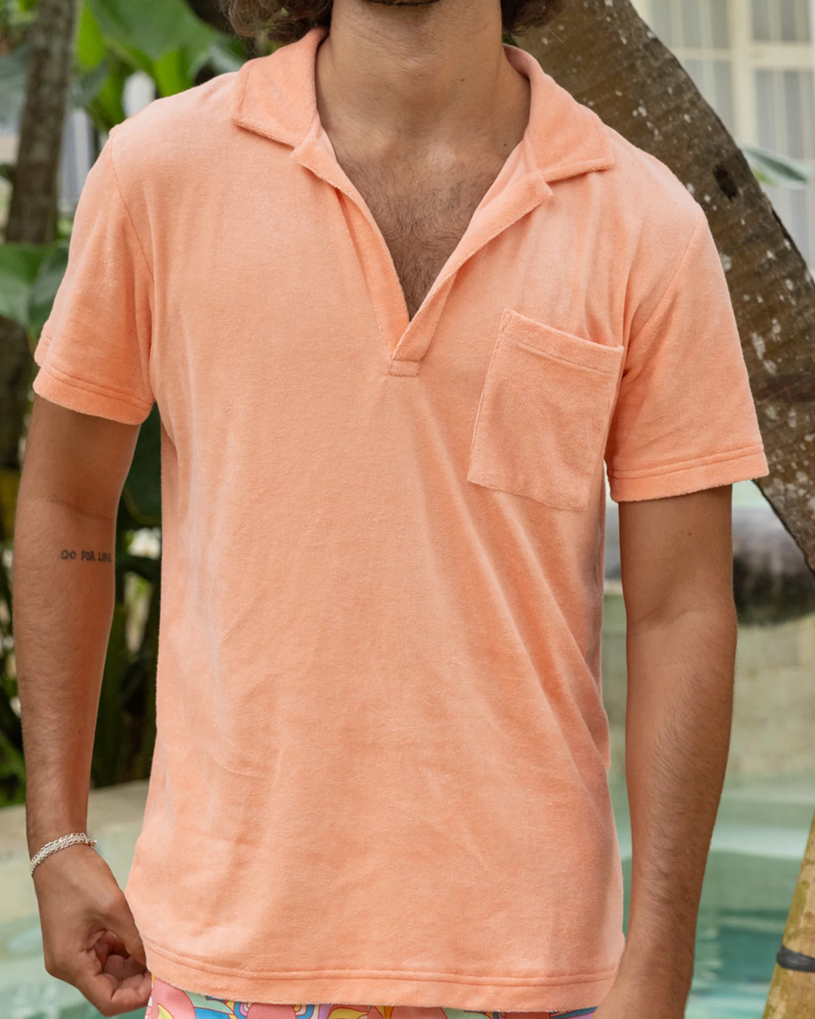 The Tropicana - Coral Terry Polo Men's Shirt | Kenny Flowers