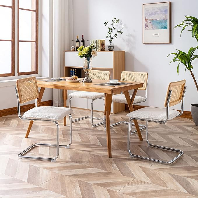 ONEVOG Rattan Dining Chairs with Cane Backrest, Upholstered Comfy Sturdy Side Chair for Leisure, ... | Amazon (US)