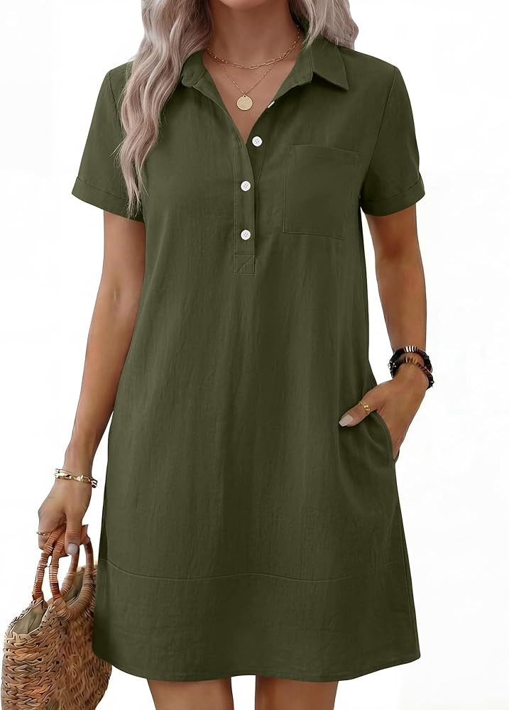 ANRABESS Womens Summer Shirt Dresses Casual Short Sleeve Button Tshirt Short Polo Dress 2026 Beac... | Amazon (US)