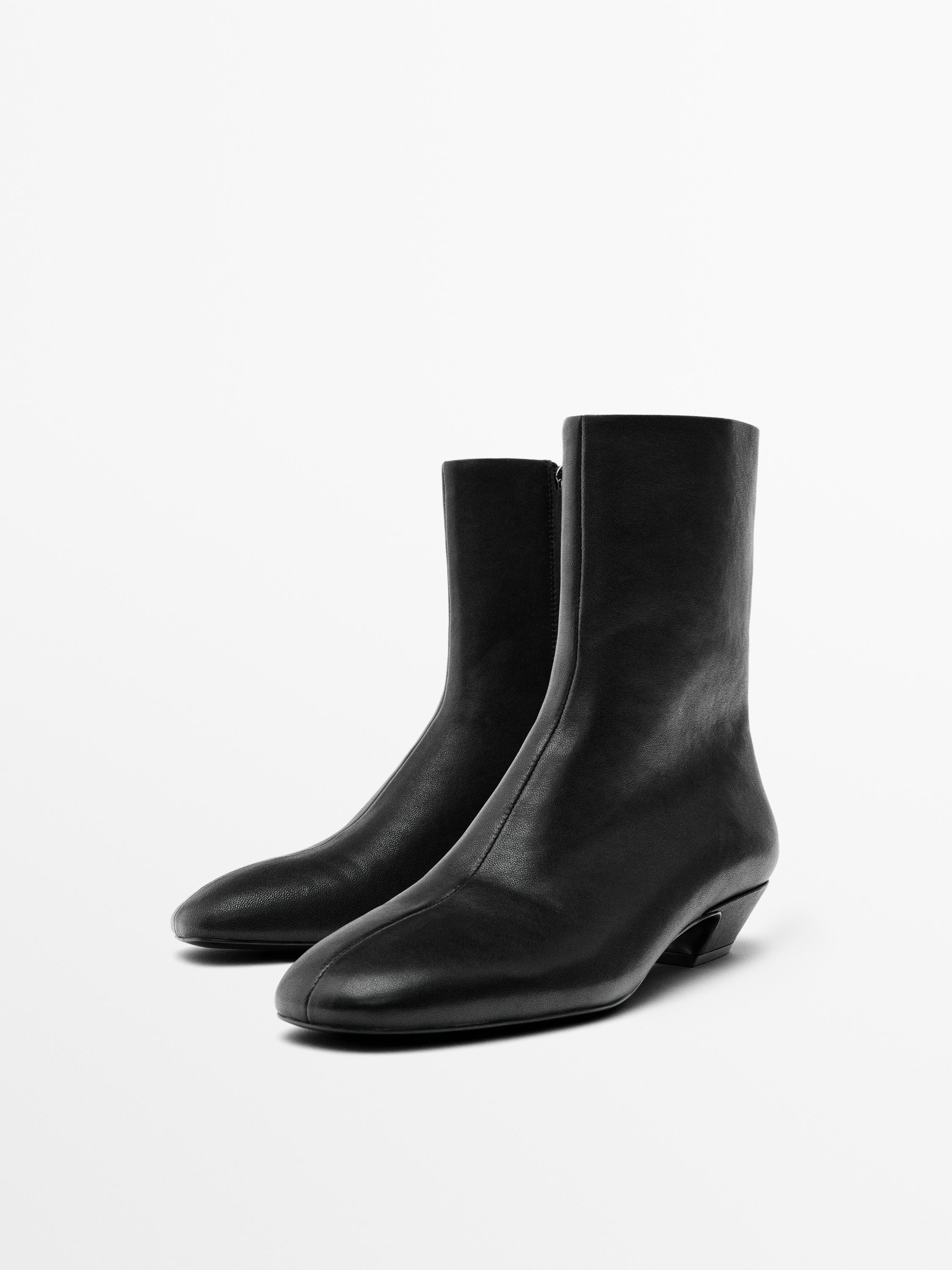 Leather heeled ankle boots | Massimo Dutti US