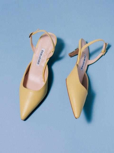 [知名博主gogoboi推荐]SAVONA羊皮尖头露跟细中跟凉鞋_黄色 | 尤为Wconcept