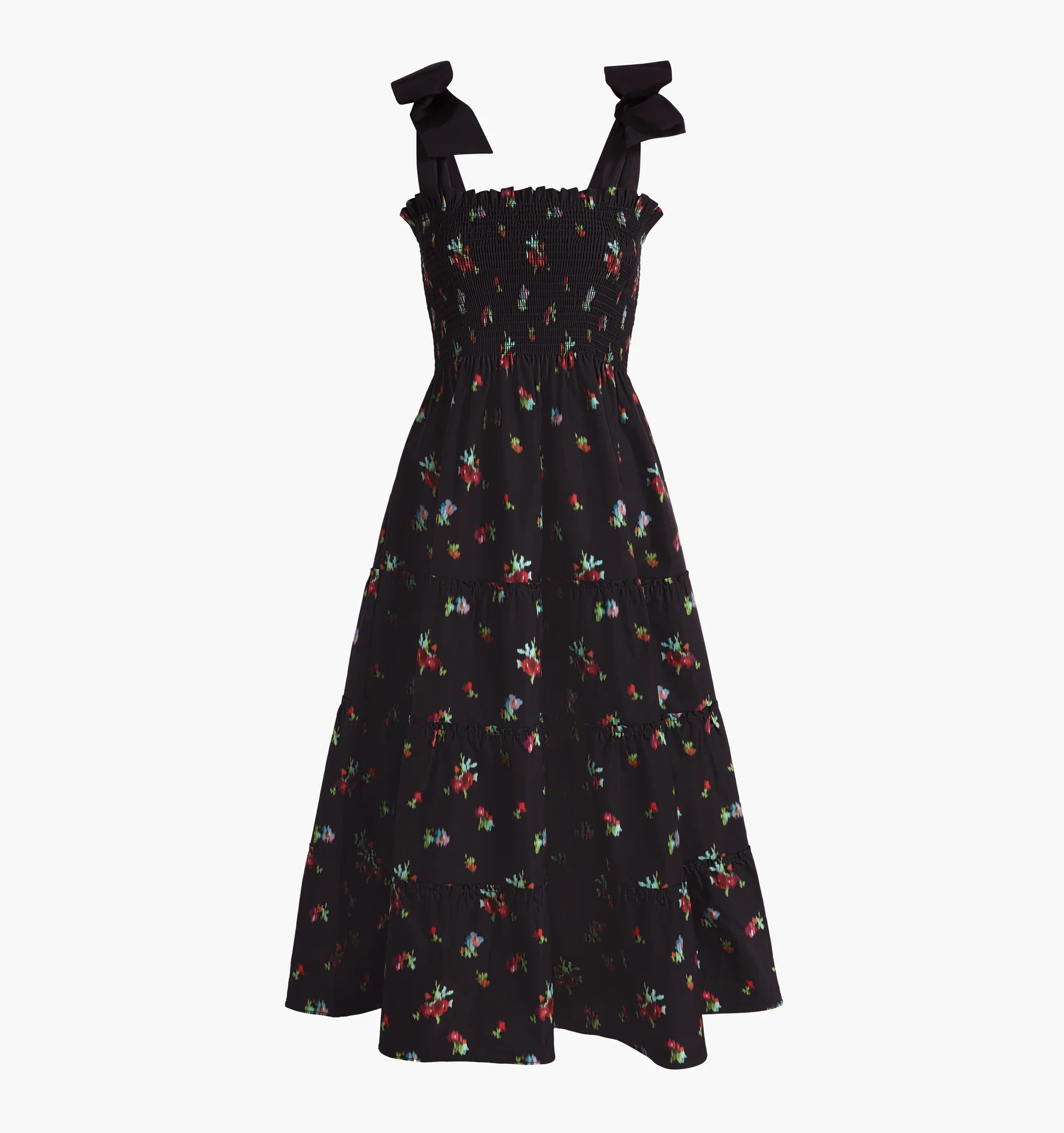 The Ribbon Ellie Nap Dress - Black Ikat Floral Taffeta | Hill House Home US