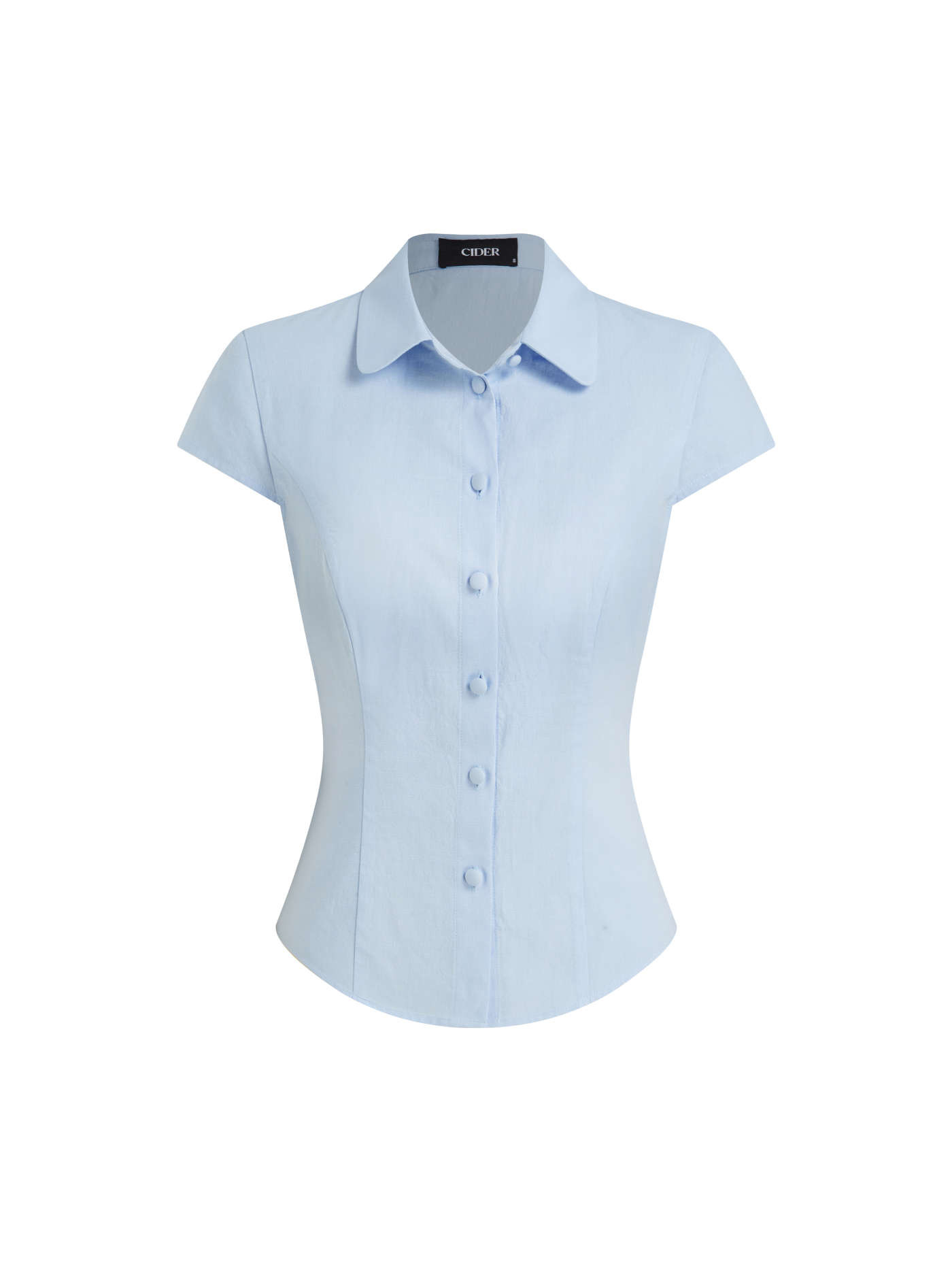 Linen-blend Linen-blend Collar Knotted Tie Back Shirt For Work | Cider