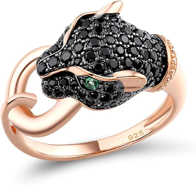 Santuzza Panther Ring 925 Sterling Silver Leopard Rings Cubic Zirconia Green Spinel Jaguar Jewelr... | Amazon (US)