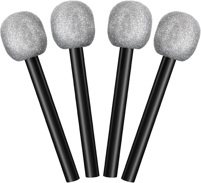 Yaomiao 4 Pcs Glittered Microphone Halloween Fake Microphone Prop Plastic Bling Glitter Microphon... | Amazon (US)