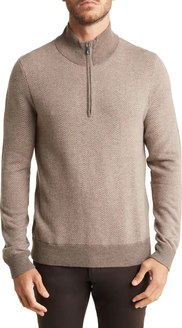 KIER & J Herringbone Quarter Zip Wool & Cashmere Sweater | Nordstromrack | Nordstrom Rack