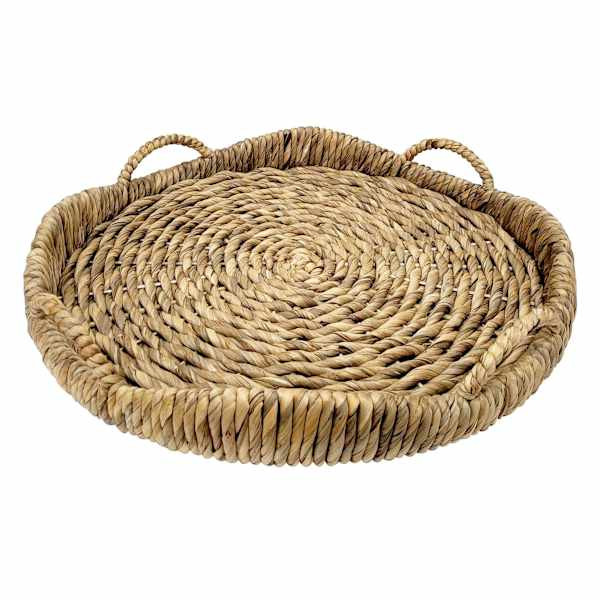Natural Wicker Round Tray, 22", Water Hyacinth, sold by At Home | At Home