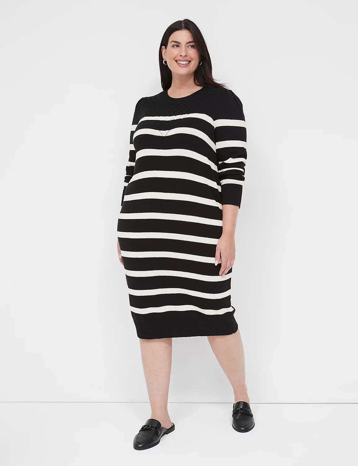 Long Puff-Sleeve Striped Dress | LaneBryant | Lane Bryant (US)