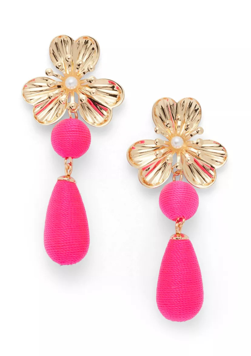 Flower Thread Double Drop Earrings | Belk