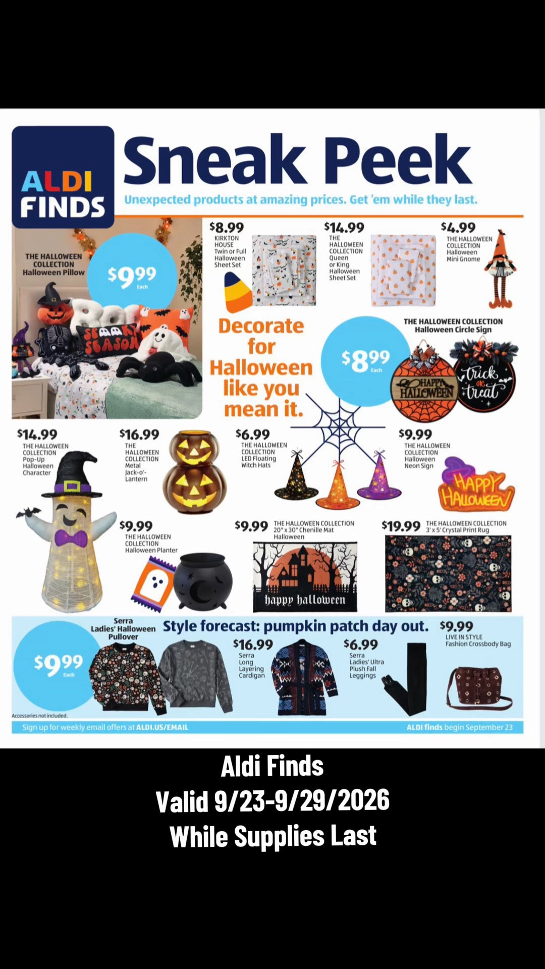 Check out this Aldi Sneak Peek! 
Valid 9/23 - 9/29/2026.
While supplies last!

#aldihaul #aldifinds