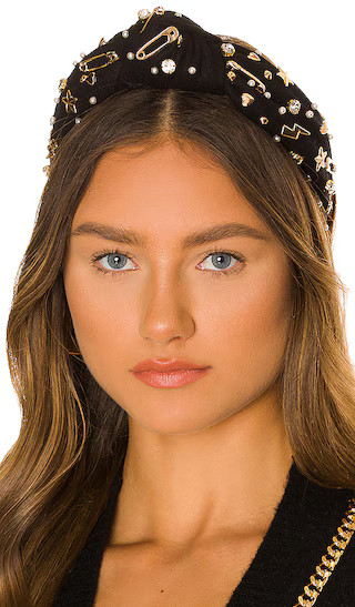 Rocker Embellished Knotted Headband in Jet | Revolve Clothing (Global)