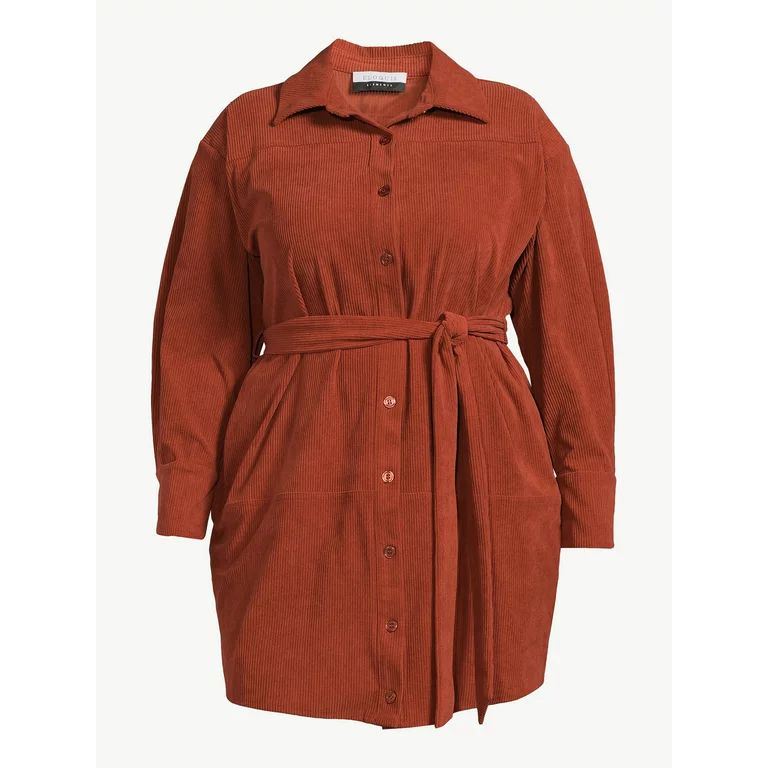 ELOQUII Elements Women's Plus Corduroy Shirt Dress | Walmart (US)