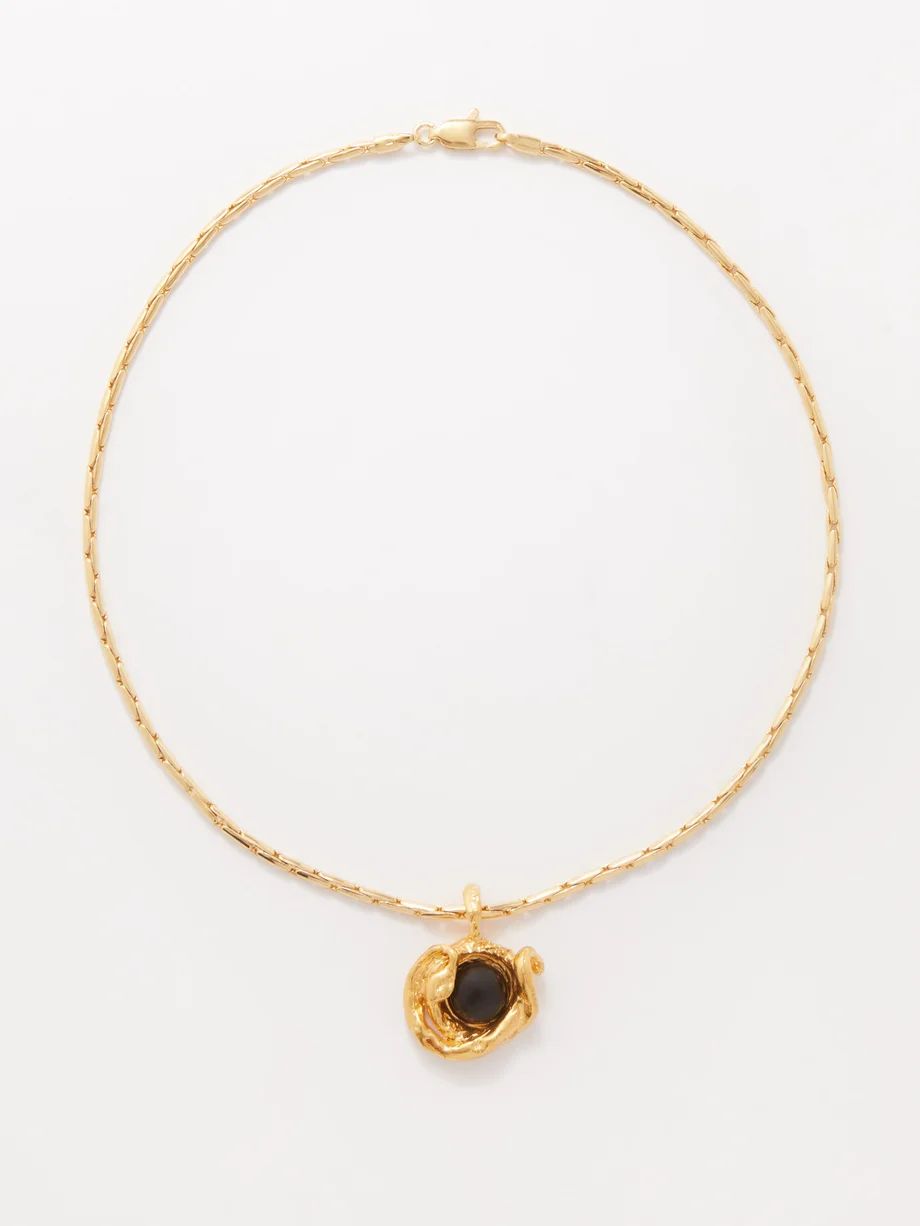 Onyx-pendant 24kt gold-plated necklace | Matches (US)