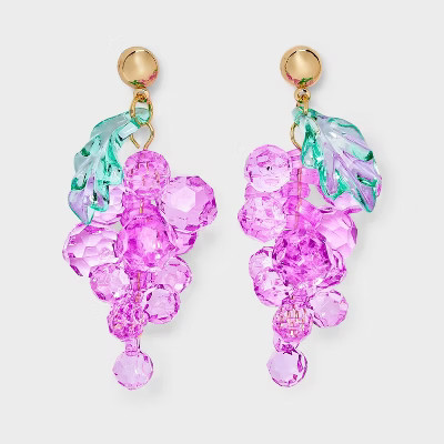 Grape Cluster Drop Earrings - A New Day™ Purple/Gold | Target