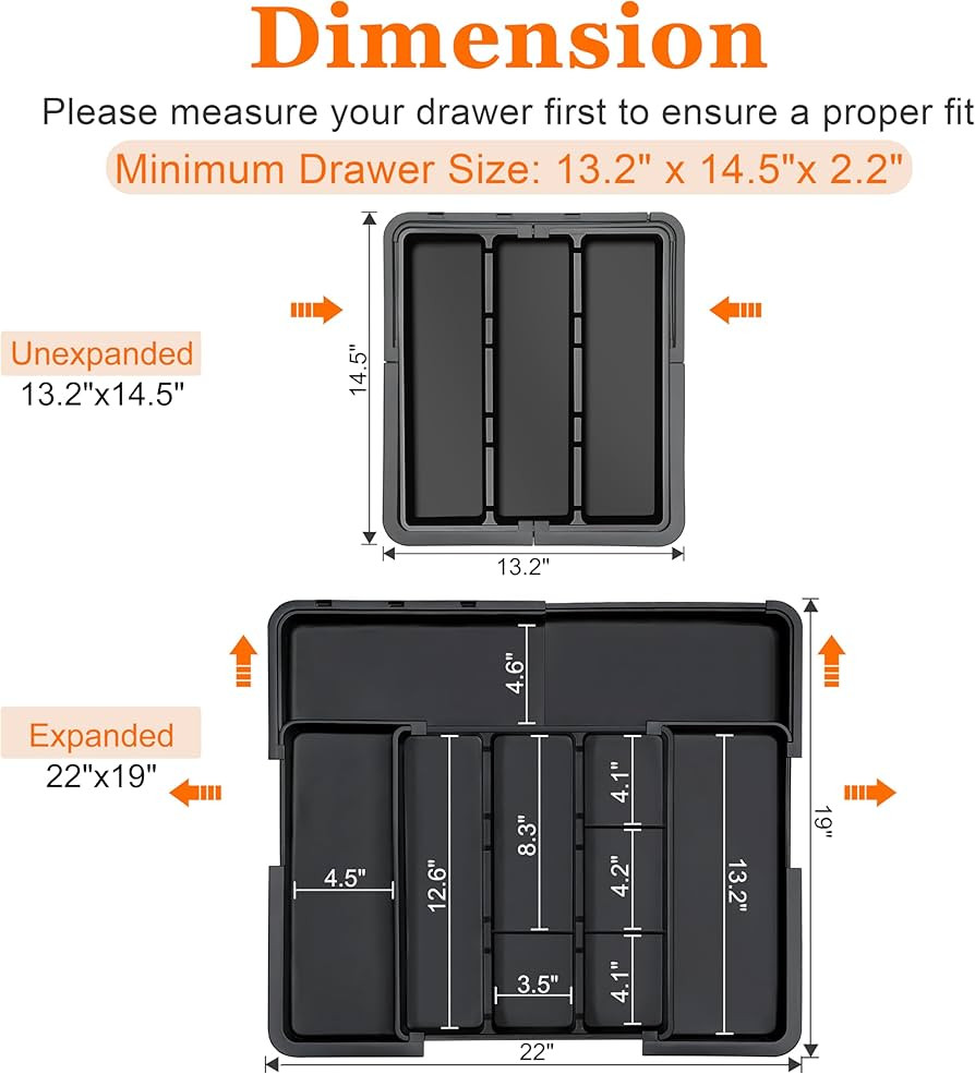 Amazon.com - Spaclear Large Utensil Drawer Organizer Expandable Silverware Organizer for Kitchen ... | Amazon (US)