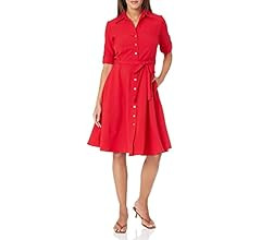 Sharagano Womens Button Front Pleated Shirt Dress | Amazon (CA)
