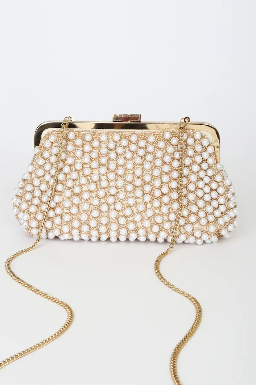 Precious Treasure White and Gold Pearl Clutch | Lulus (US)