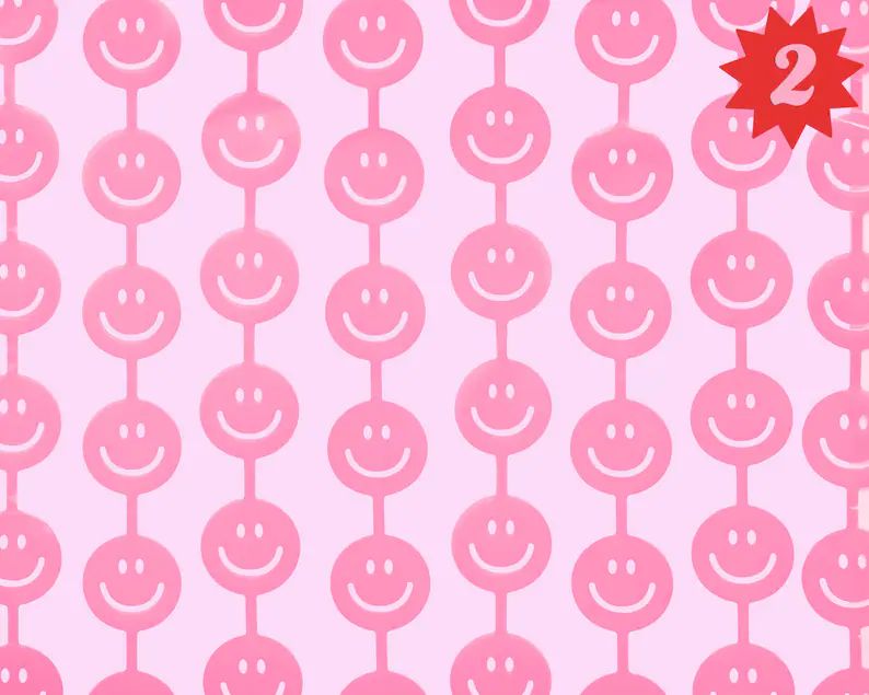Xo Fetti Smiley Face Pink Foil Curtain Party Decorations - Etsy | Etsy (US)