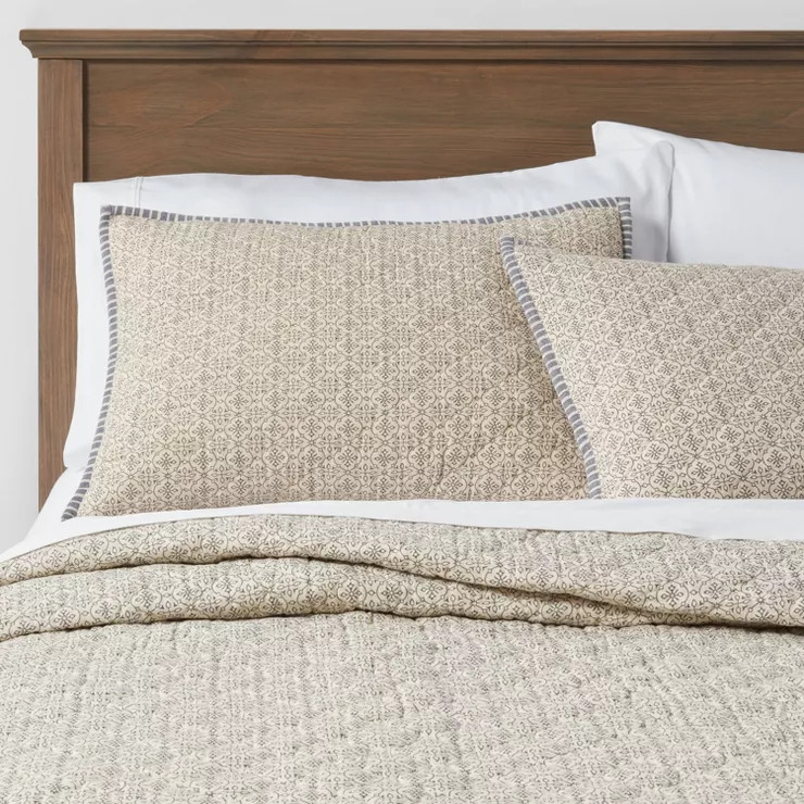 Floral Yarn Dye Stripe Quilt Blue - Threshold™ | Target