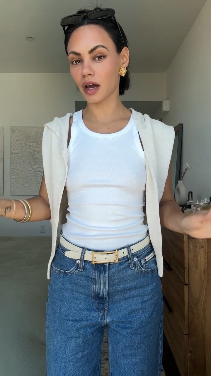 classic ootd | white Calvin Klein cotton tank, white cotton sweater, revolve white belt, Calvin Klein 90’s jeans, heaven mayhem earrings 

#LTKfindsunder50 #LTKstyletip #LTKfindsunder100