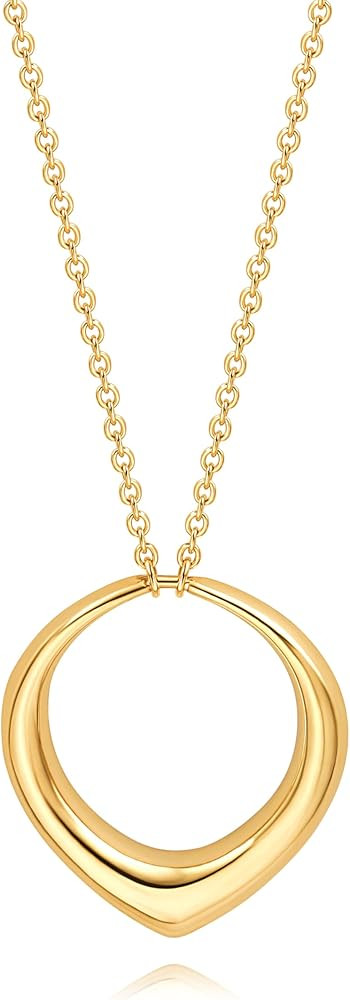 Long Pendant Necklace for Women Gold Plated Circle Long Chain Necklace Y Necklace Jewelry for Wom... | Amazon (US)