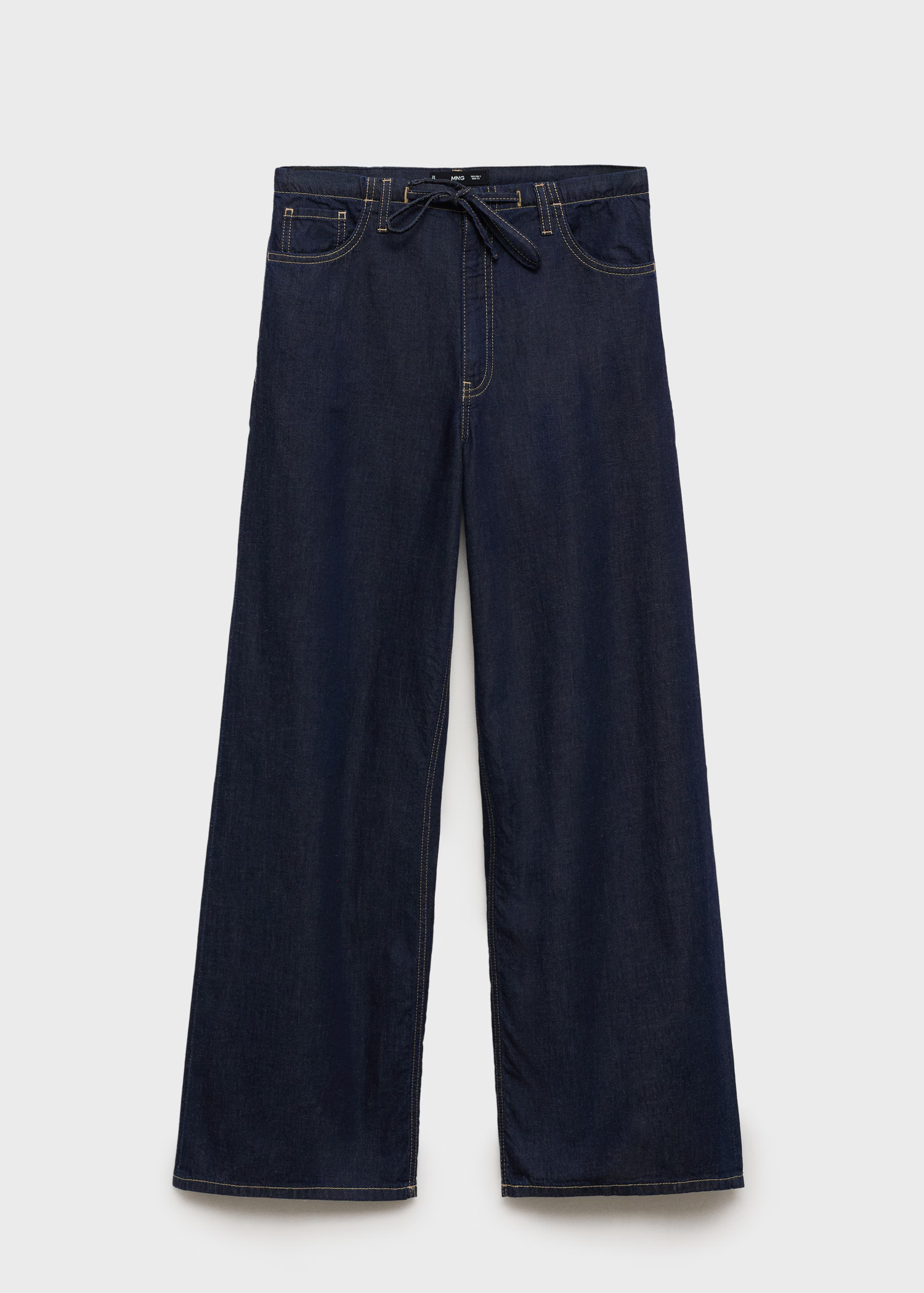 Wideleg denim trousers with belt - Women | MANGO USA | Mango (US/MX/AU)