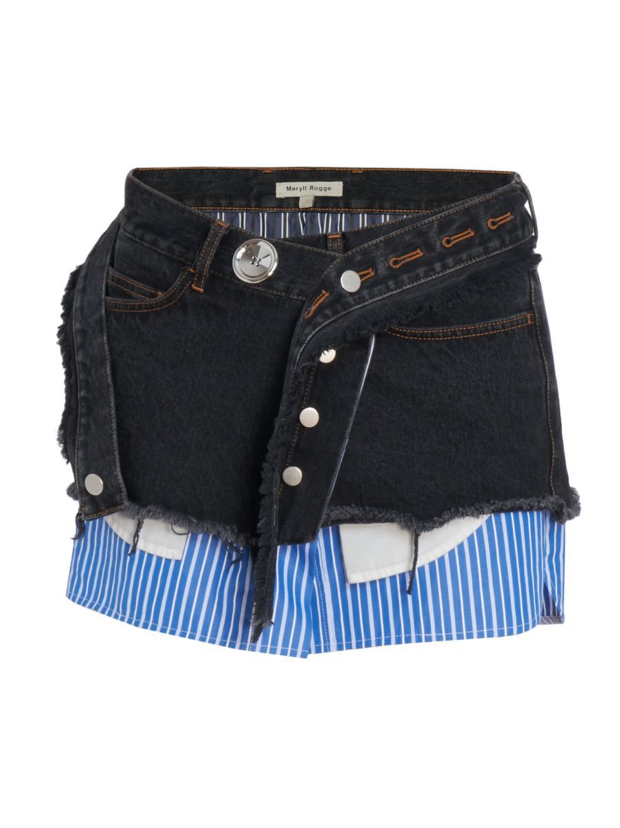 Denim & Shirting Wrap Mini Skirt | Saks Fifth Avenue