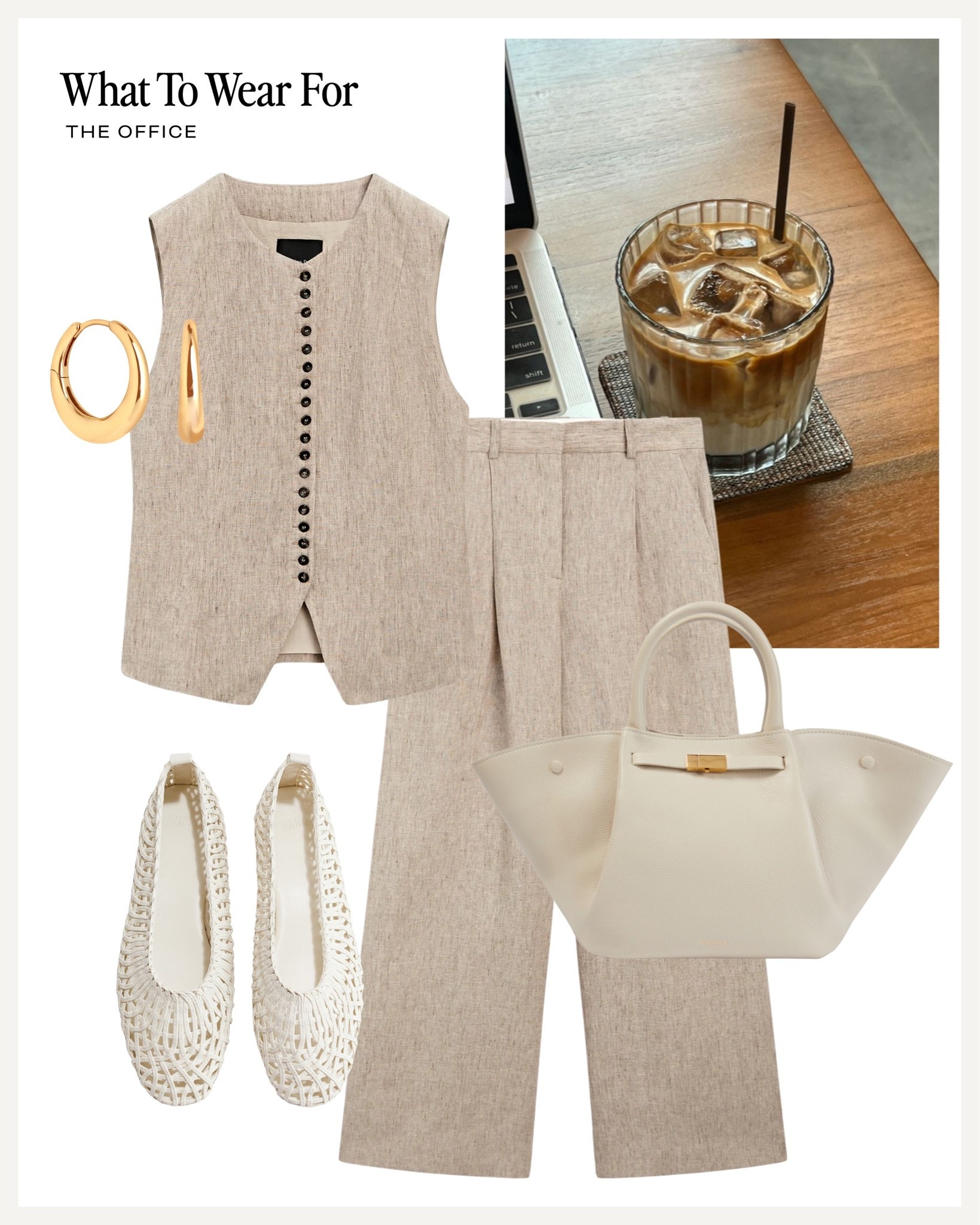 Heatwave approved outfits ☀️ 

Worked, linen suit set, Massimo Dutti, mesh ballet flats, demellier tote bag, summer outfit

#LTKsummer