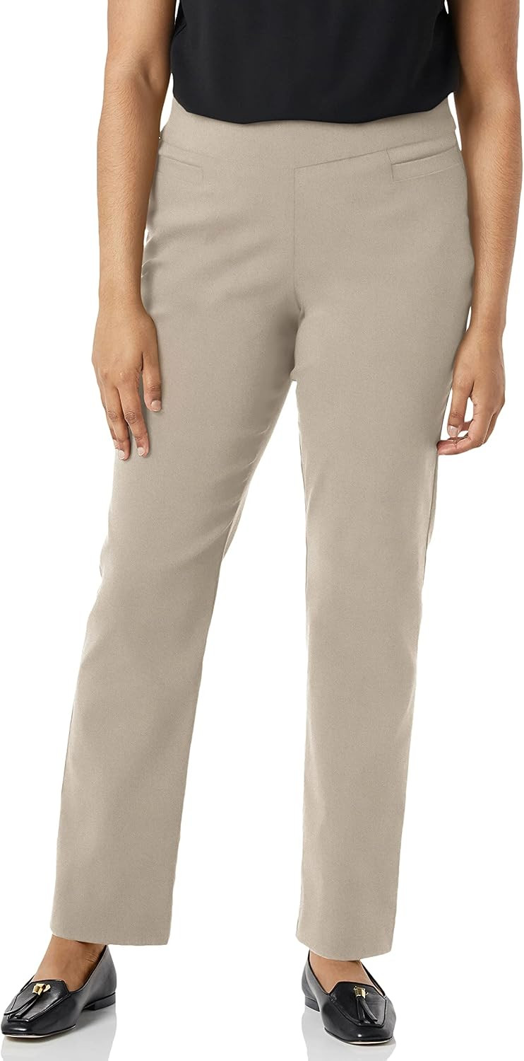 Briggs New York Women’s Pull On Dress Pants 4 Pockets Straight Leg Stretchy Office Casual Work Slacks | Amazon (US)