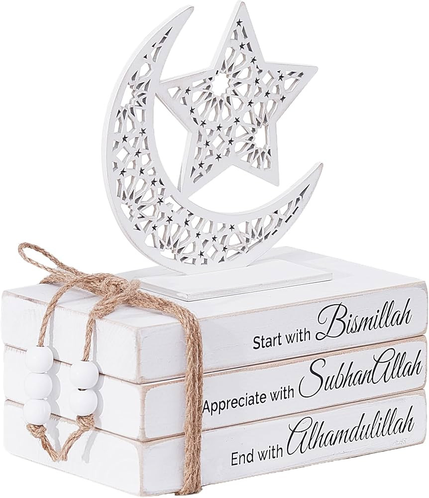 Islamic Wooden Faux Book Set with Moon Star decor, Great Islamic decor and Eid decorations for ho... | Amazon (US)