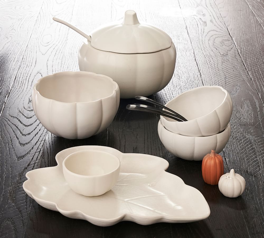 Modern Pumpkin Shaped Stoneware Dip Bowls | Pottery Barn (US)