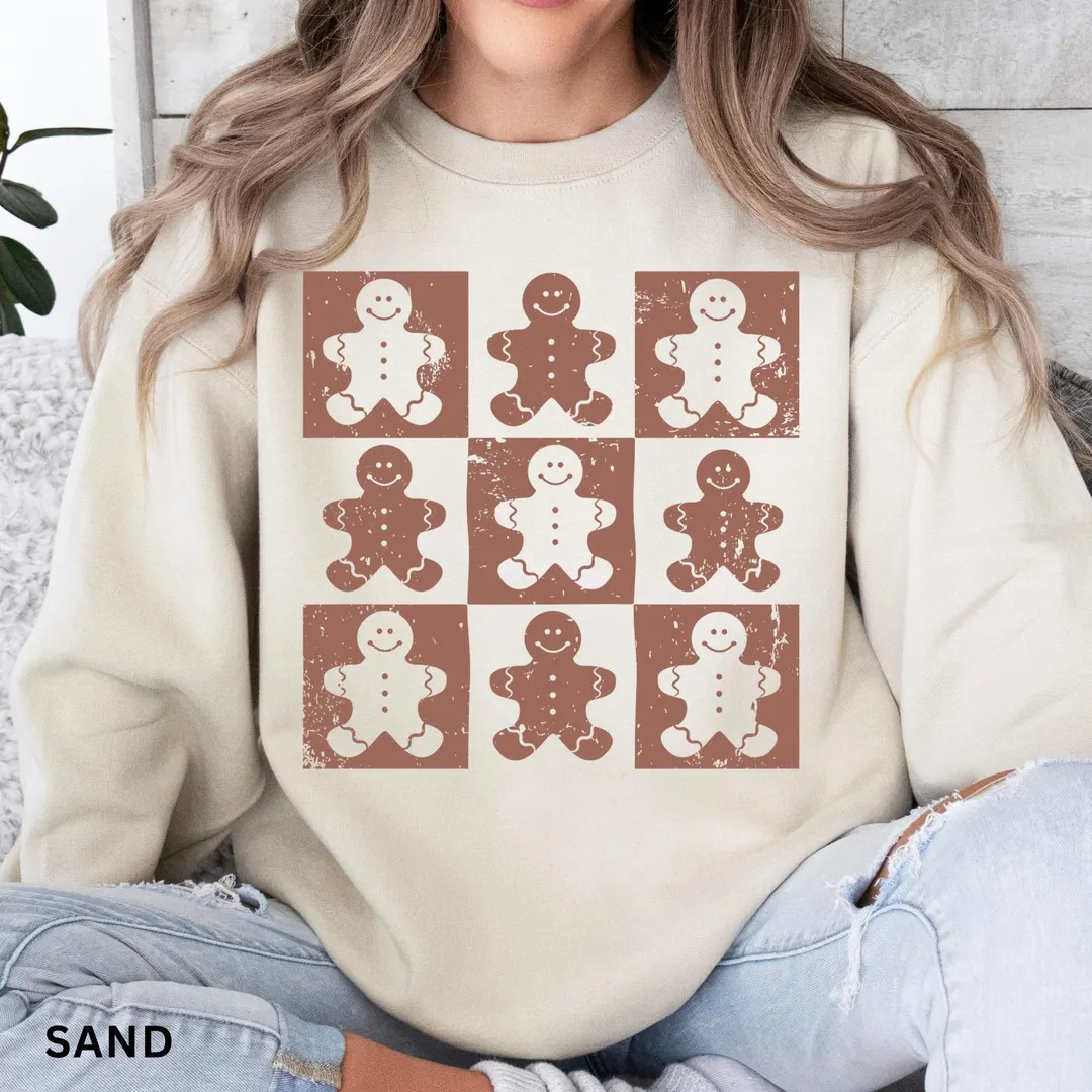 Christmas Gingerbread Cookies Sweatshirt: Women's Christmas Sweatshirt, Retro Holiday Shirt - Ets... | Etsy (US)