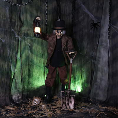 Haunted Living 6-ft Gary the Grave Digger Motion Activated Lighted Animatronic | Lowe's