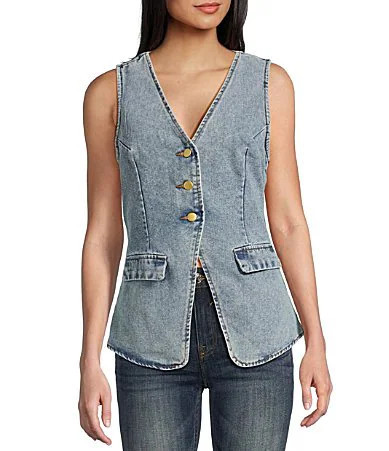 Vigoss Long Denim Vest - L | Dillard's