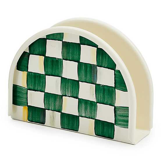 Emerald Check Enamel Napkin Holder | MacKenzie-Childs