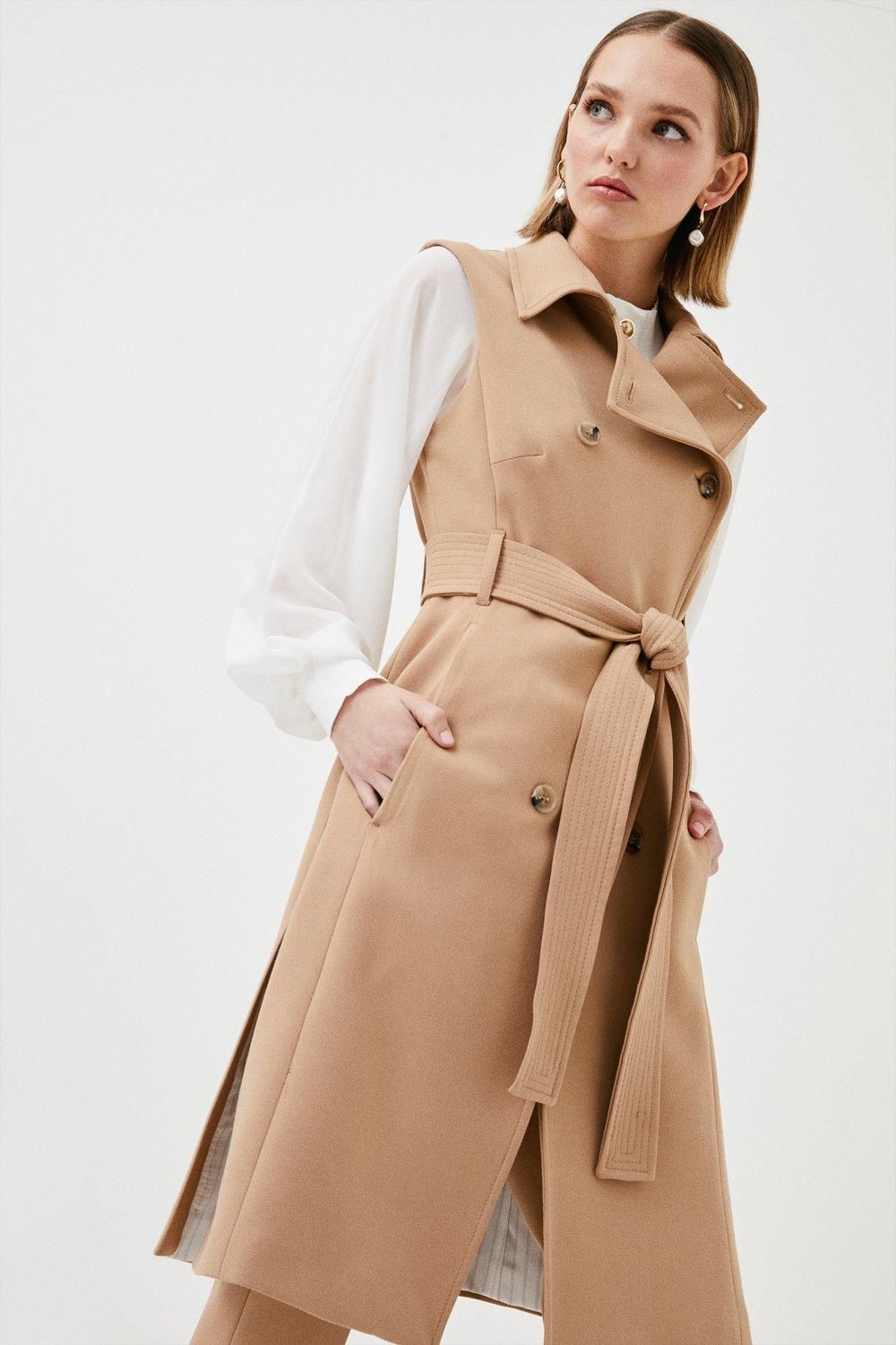 Lydia Millen Petite Belted Sleeveless Coat | Karen Millen US