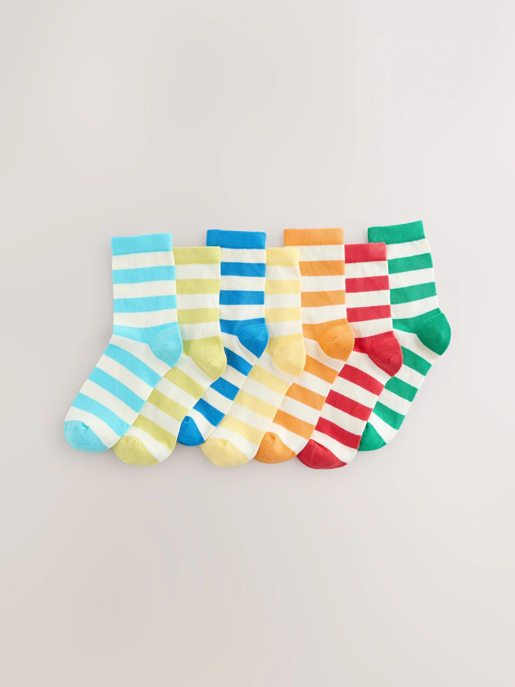 Multi Bright Stripe Cotton Rich Socks 7 Pack | Next US