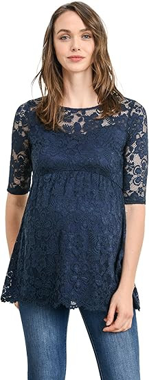HELLO MIZ Women's Floral Lace Maternity Blouse Top | Amazon (US)