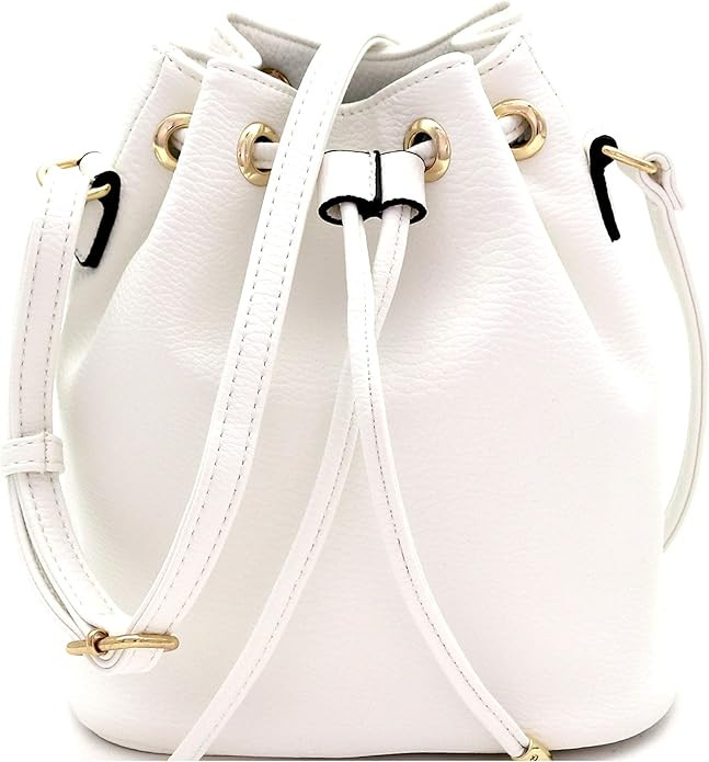 Casual Soft PU Leather Drawstring Small 2 Way Bucket Shoulder Bag Crossbody | Amazon (US)