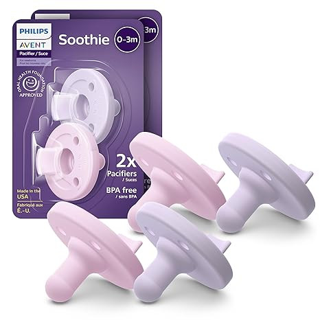 Philips Avent Soothie Baby Pacifiers - 100% Silicone Pacifiers for Babies 0-3 Months, One-piece D... | Amazon (US)