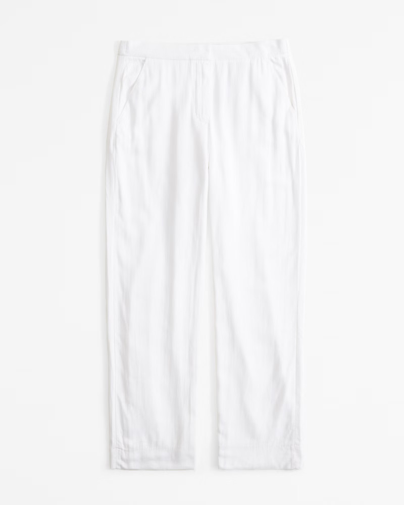 Abercrombie & Fitch Women's Linen-Blend Tailored Straight Pant in White - Size 30 LONG | Abercrombie & Fitch (US)