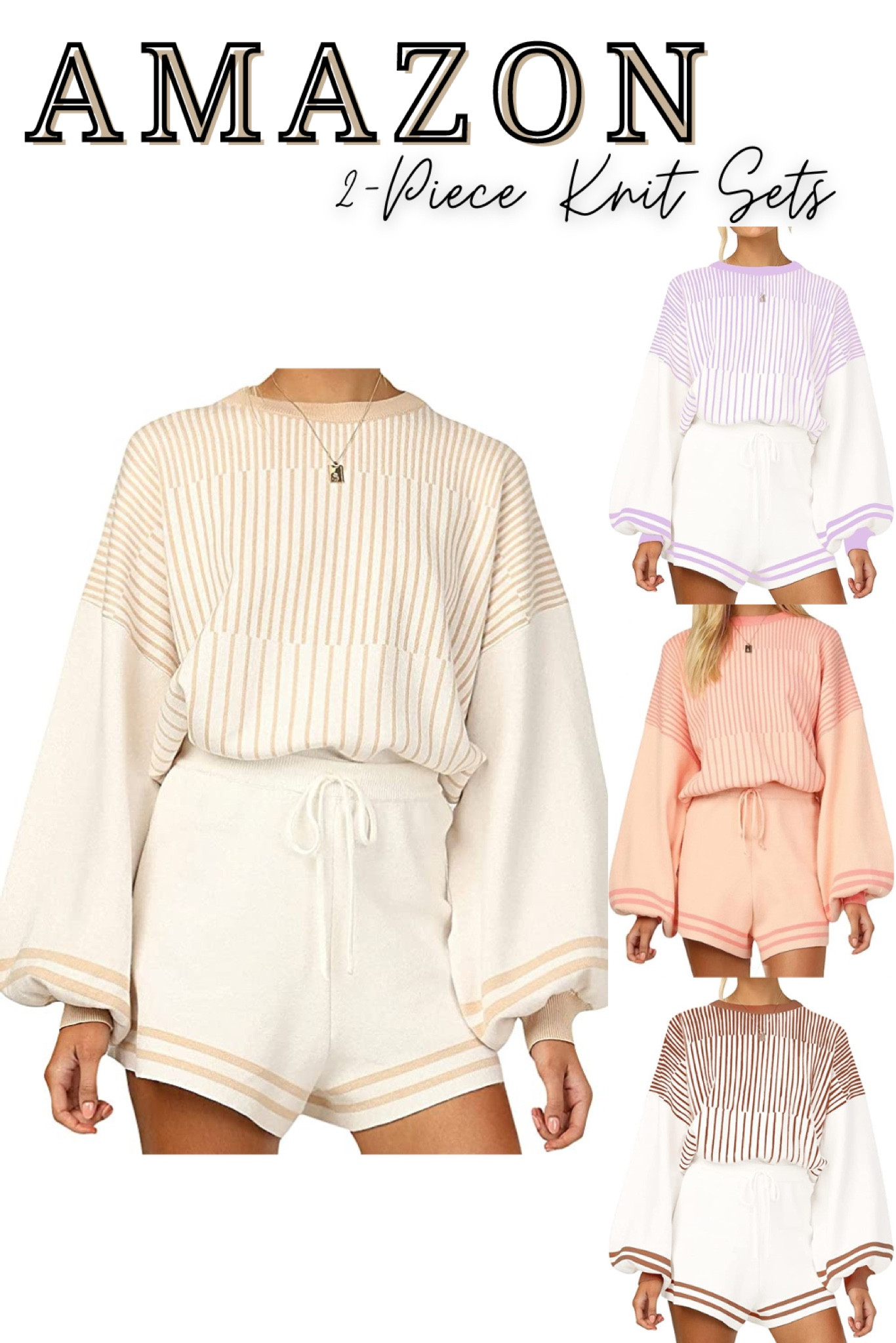 Amazon Fashion, Women' s Striped 2 Piece Outfits, Crewneck Knit Pullover Sweater Shorts Set

#LTKSeasonal #LTKunder50 #LTKstyletip
