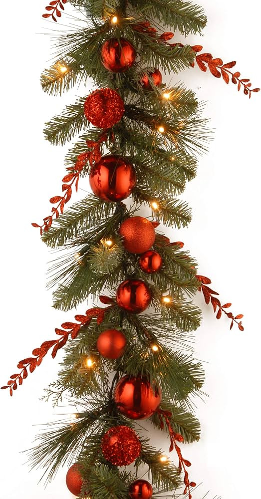 National Tree Company Pre-Lit Artificial Christmas Garland, Green, Evergreen, White Lights, Decor... | Amazon (US)