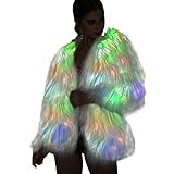Neon Led Jacket for Women - Men Light Up Fur Coat White Glow Faux Fur Costume for Halloween Christma | Amazon (US)